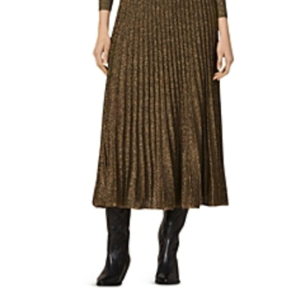Sandro Women's Orane Metallic Fit-and-Flare Midi Dress Size 40 (US 8)  21296 - Picture 2 of 3
